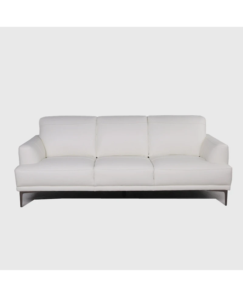 Michola Mid-Century Leather Sofa in White