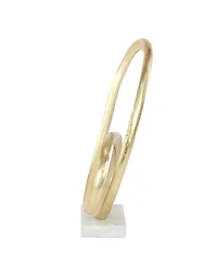 CosmoLiving by Cosmopolitan Gold Aluminum Sculpture, Geometric 17 x 12 x 4