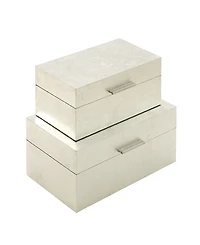 CosmoLiving by Cosmopolitan Set of 2 Silver Wood Glam Box, 11", 13"