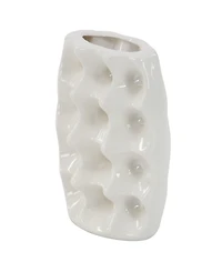 CosmoLiving by Cosmopolitan Set of 3 White Stoneware Modern Vase, 5" x 8"