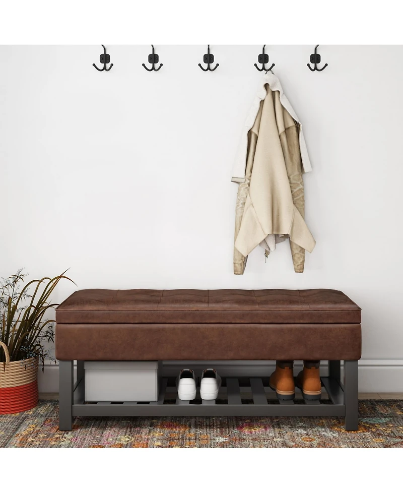 Simpli Home Cosmopolitan Storage Ottoman Bench with Open Bottom