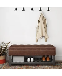 Simpli Home Cosmopolitan Storage Ottoman Bench with Open Bottom