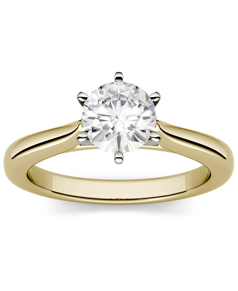 Moissanite Solitaire Engagement Ring 1 ct. t.w. Diamond Equivalent in 14k White Gold or 14k Yellow Gold