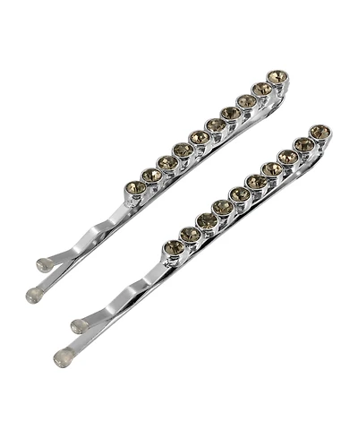 Women's Silver-Tone Crystal Bobby Pins Set, 2 Piece