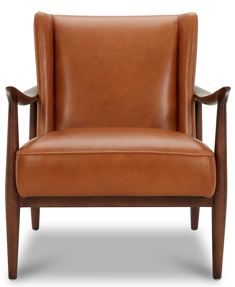 Jollene 29" Leather Winged Accent Chair, Created for Macy's