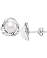 Giani Bernini Cultured Freshwater Pearl (7mm) Love Knot Stud Earrings, Created for Macy's