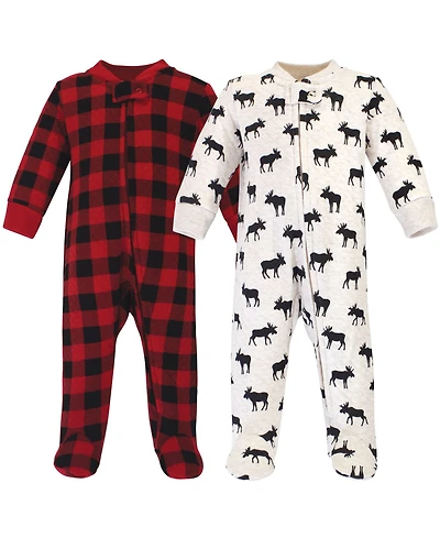 Hudson Baby Boys Cozy Quilted Zip-Up Lounger for Sleep & Play