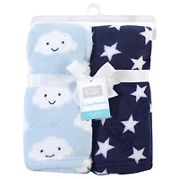 Hudson Baby Boys Twin Pack of Ultra-Soft Coral Fleece Blankets