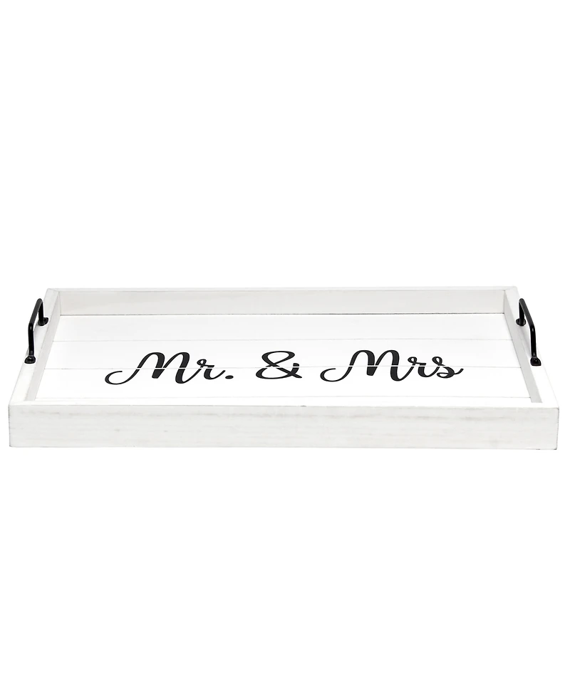Elegant Designs Decorative Wood Serving Tray with Handles - Mr and Mrs