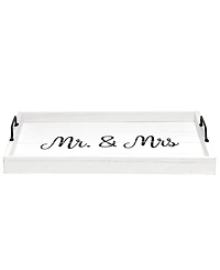Elegant Designs Decorative Wood Serving Tray with Handles - Mr and Mrs