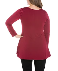 Women's Plus Size Flared Long Sleeves Henley Tunic Top