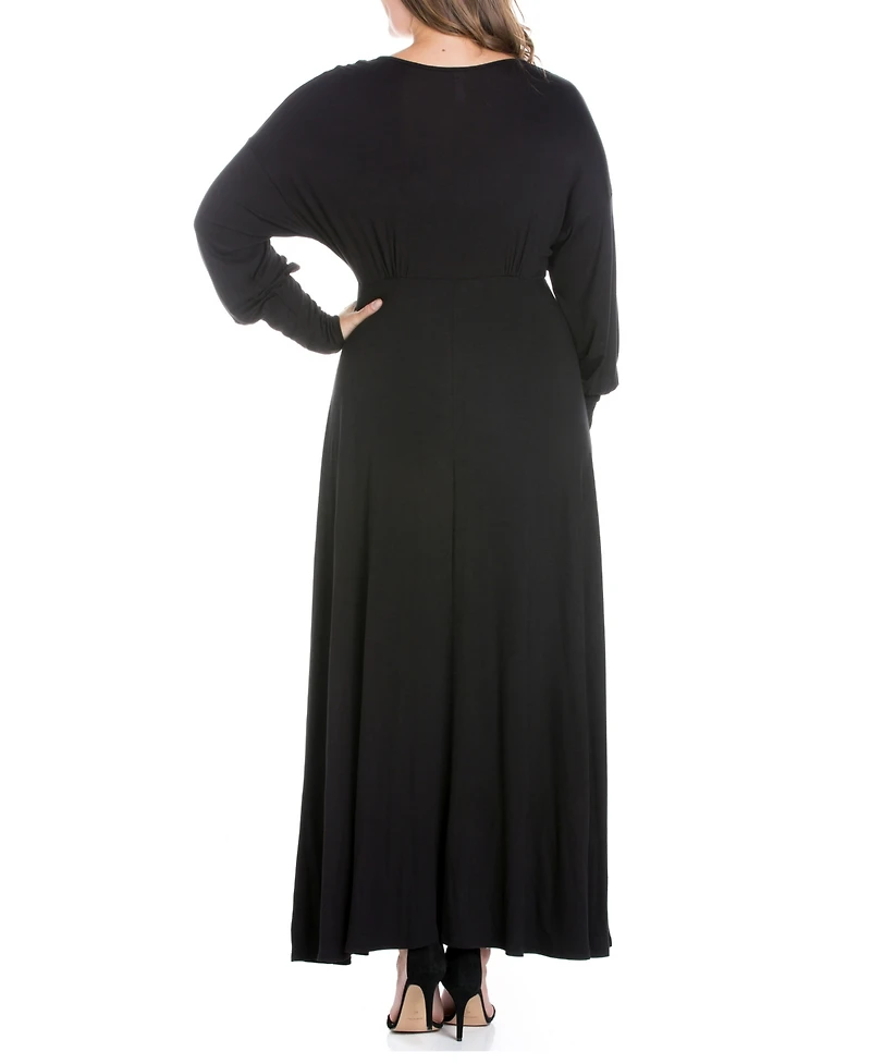 Women's Plus Bishop Sleeves Maxi Dress