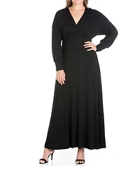 Women's Plus Bishop Sleeves Maxi Dress