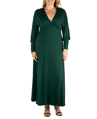 Women's Plus Bishop Sleeves Maxi Dress
