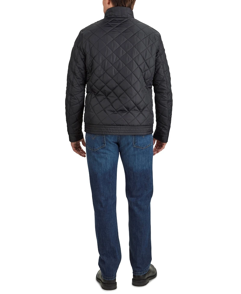 Cole Hann Men's Diamond Quilt Jacket with Faux Sherpa Lining