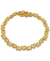 Diamond Heart Link Bracelet (1/10 ct. t.w.) Available Sterling Silver or 18k Gold-plated