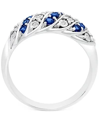 Sapphire (3/8 ct. t.w.) & Diamond (1/20 Statement Ring Sterling Silver (Also Ruby Emerald)