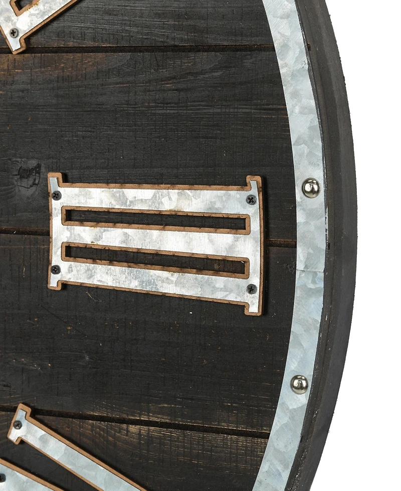 Glitzhome Oversized Farmhouse Wooden Galvanized Wall Clock