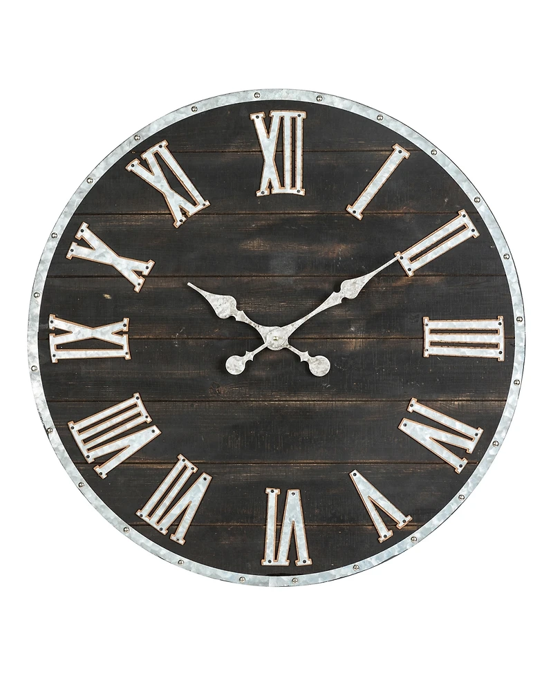 Glitzhome Oversized Farmhouse Wooden Galvanized Wall Clock
