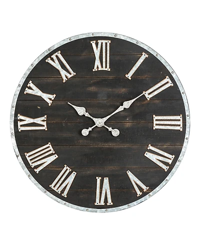 Glitzhome Oversized Farmhouse Wooden Galvanized Wall Clock