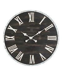 Glitzhome Oversized Farmhouse Wooden Galvanized Wall Clock