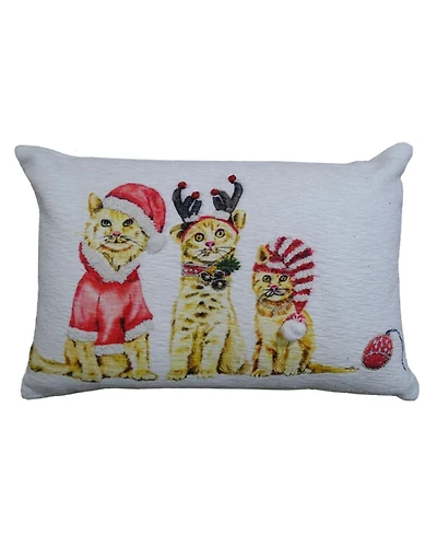 Vibhsa Christmas Cats Decorative Pillow, 14" x 20"