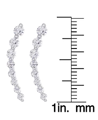 Cubic Zirconia Ear Climber Earrings in Silver Plate, Rose Gold Plate or Gold Plate