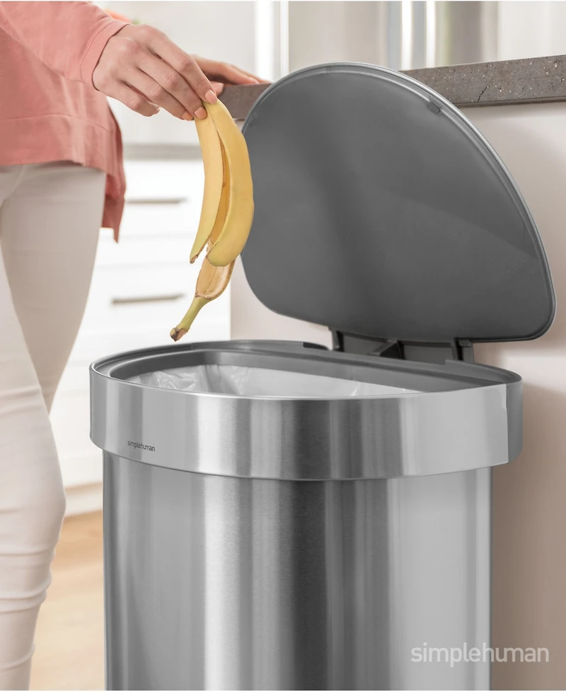 simplehuman 45 Liter Semi-Round Liner Rim Kitchen Trash Can