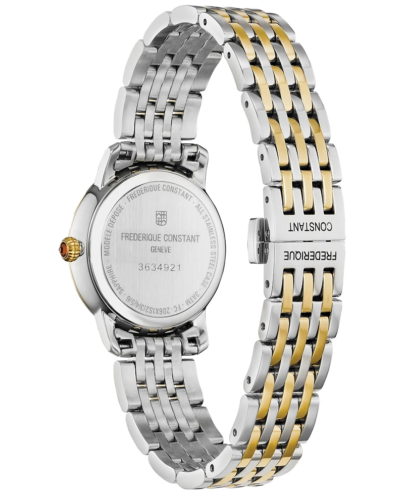 Frederique Constant Women's Swiss Slimline Diamond (1/20 ct. t.w.) Two-Tone Stainless Steel Bracelet Watch 30mm