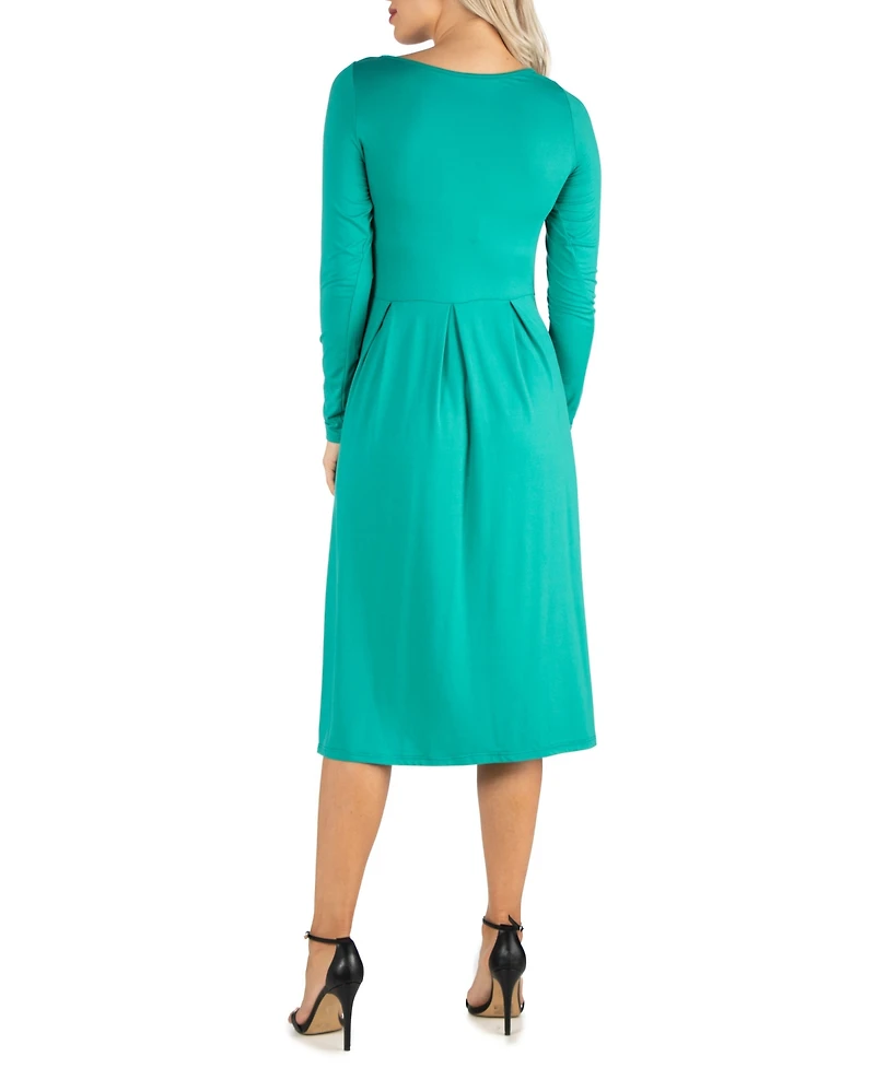 Women's Midi Length Fit and Flare Dress