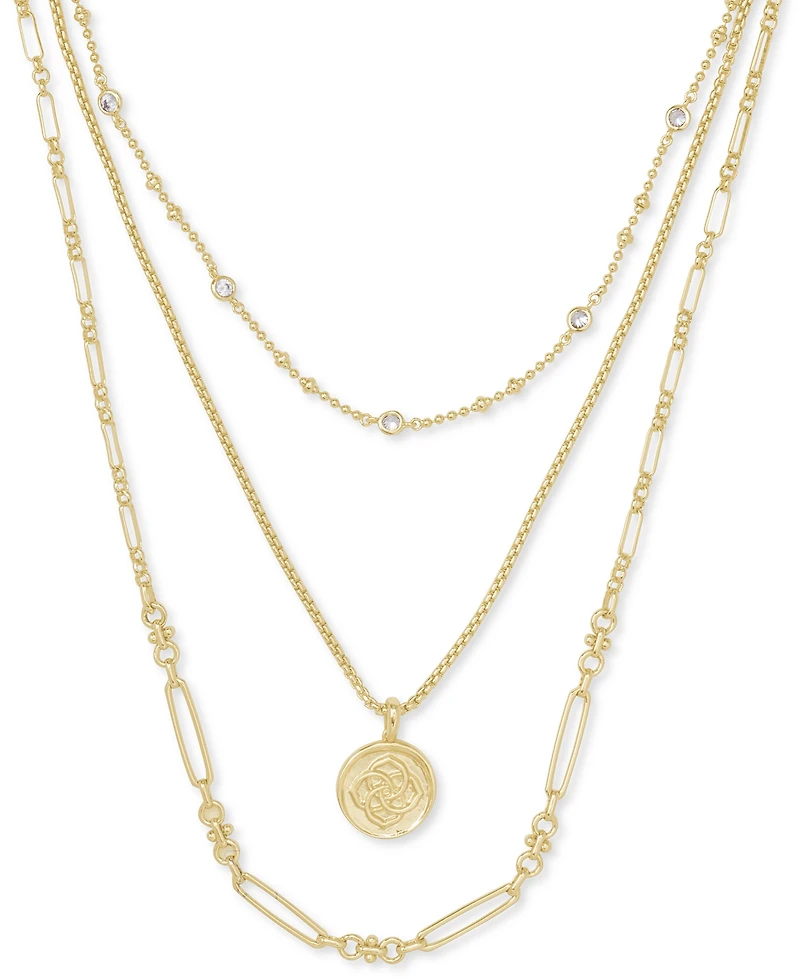 Kendra Scott 14k Gold-Plated Crystal & Medallion Charm Layered Necklace, 16" + 2" extender