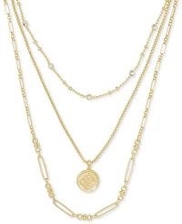 Kendra Scott 14k Gold-Plated Crystal & Medallion Charm Layered Necklace, 16" + 2" extender