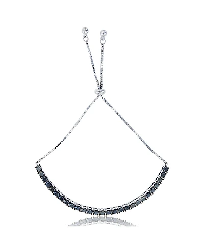 Black Spinel Tennis Adjustable Bolo Bracelet in Sterling Silver