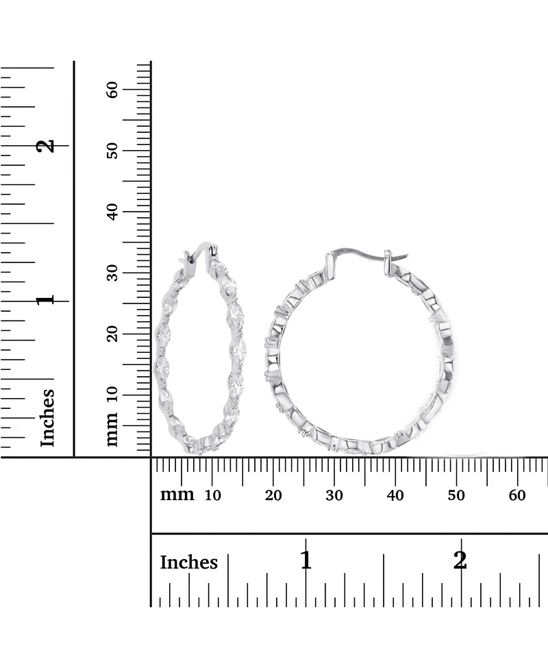 Macy's Cubic Zirconia 14k Rose Gold Marquise Cut Hoop Earrings (Also Over Silver or Silver)