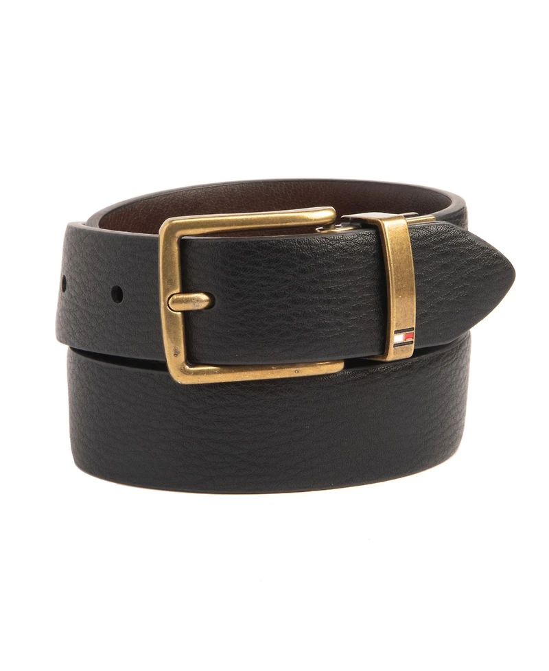 Tommy Hilfiger Big Boys Navy Blue and Brown Reversible Stretch Belt