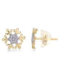 Disney Children's Frozen Snowflake Stud Earrings in 14k Gold
