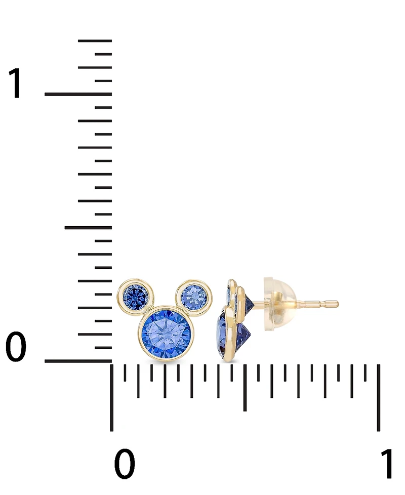 Disney Children's Cubic Zirconia Birthstone Mickey Mouse Stud Earrings in 14k Gold
