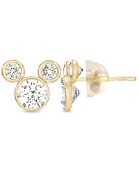 Disney Children's Cubic Zirconia Birthstone Mickey Mouse Stud Earrings 14k Gold