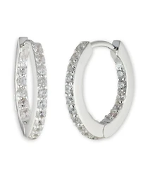 Lauren Ralph Lauren Sterling Silver and Cubic Zirconia Huggie Hoop Earring