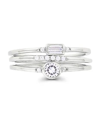 Cubic Zirconia Round and Baguette Faux Stacked Ring