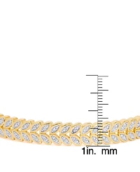 Diamond Accent Leaf Bangle in Gold-Plate