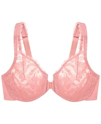 Glamorise Women's Full Figure Plus Wonderwire Front Close Stretch Lace Bra 9245