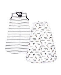 Hudson Baby Boys Cotton Sleeveless Wearable Sleeping Bag, Sack, Blanket, Modern Neutral Safari, 18-24 Months