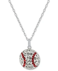 Crystal Baseball 18" Pendant Necklace in Sterling Silver, Exclusively at Macy's