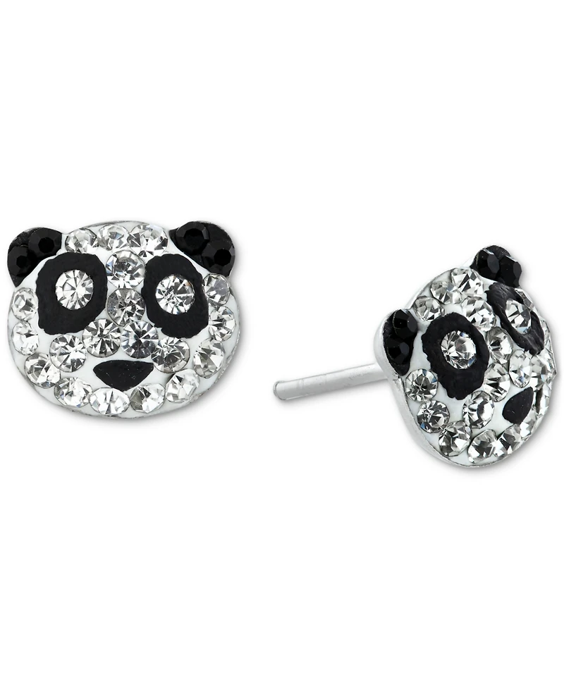 Crystal Pave Panda Head Stud Earrings in Sterling Silver, Exclusively at Macy's