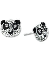 Crystal Pave Panda Head Stud Earrings in Sterling Silver, Exclusively at Macy's