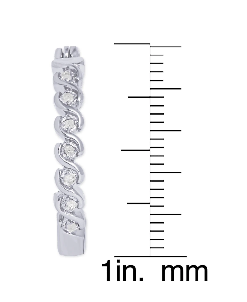 Diamond Accent "S" Link Hoop Earrings in Silver Plate