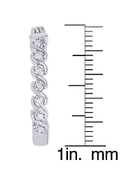 Diamond Accent "S" Link Hoop Earrings in Silver Plate