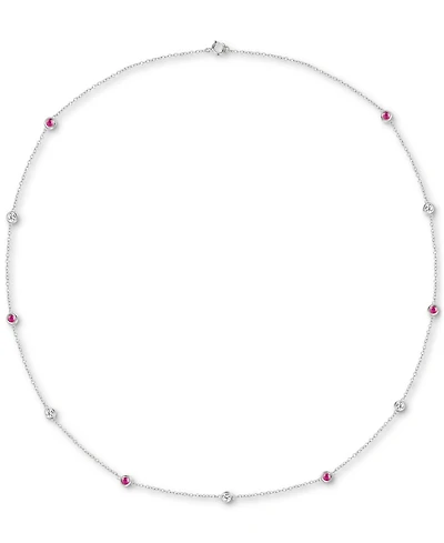 Sapphire (3/4 ct. t.w.) 17" Collar Necklace in Sterling Silver. Also in Ruby & Emerald