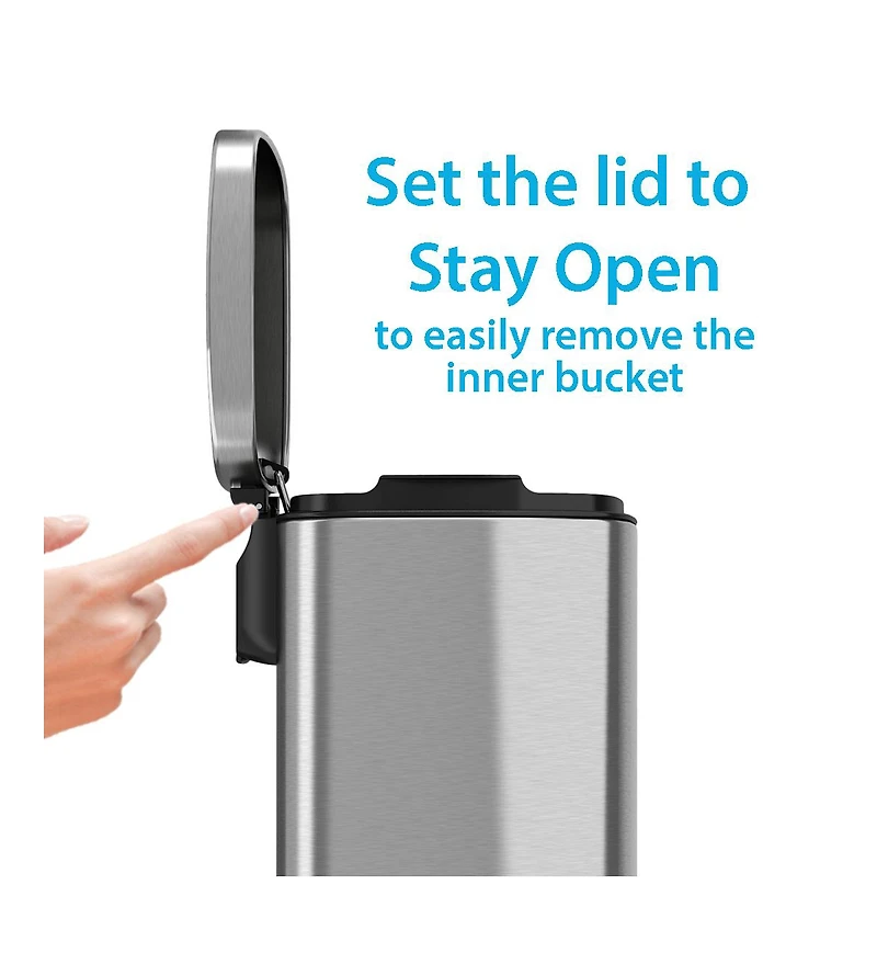 iTouchless 1.32 Gallon / 5 Liter Stainless Steel Soft Step Trash Can with Odor Filter